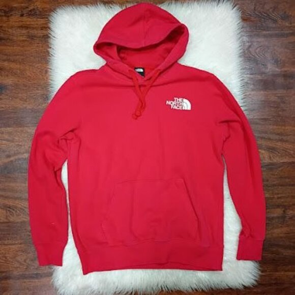 The North Face Mens Red Hoodie Sweatshirt Small "Never Stop Exploring" Graphic - Picture 2 of 8